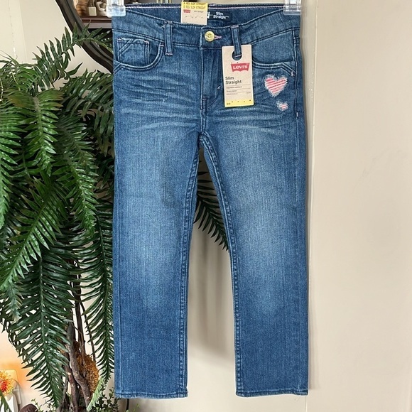 Brand New Levi’s Slim Straight Adjustable Waistband Stretch Pink Heart Jeans - Picture 13 of 13